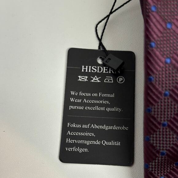 Hisdern XXL Neck Tie Purple Blue Geometric NWT Corpcore Work‎ Office Classic - Picture 6 of 10